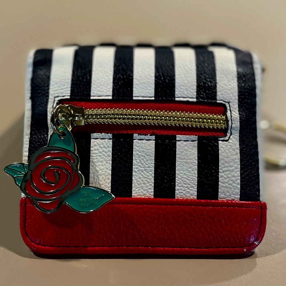 Betsy Johnson Black/White Stripe & Red Wallet